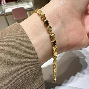 周大福代购 闪耀鱼鳞亮面葫芦足金黄金手链女 克减80 计价F233863