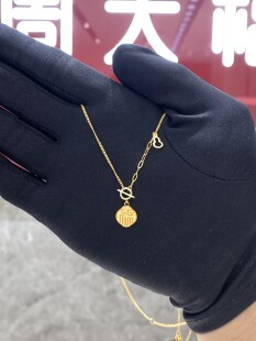 周大福代购 新款足金福禄福牌吊坠黄金项链AB链克减80计价F228269