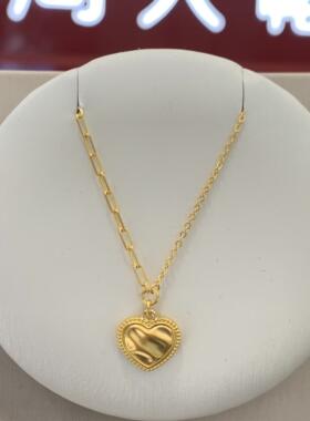 周大福代购 流金岁月流沙爱心足金黄金AB链项链 克减80计价233221