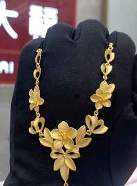 周大福代购 花月佳期轻奢繁花似锦黄金项链女 克减80 计价F222913