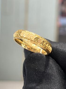 周大福几何铜钱足金黄金戒指