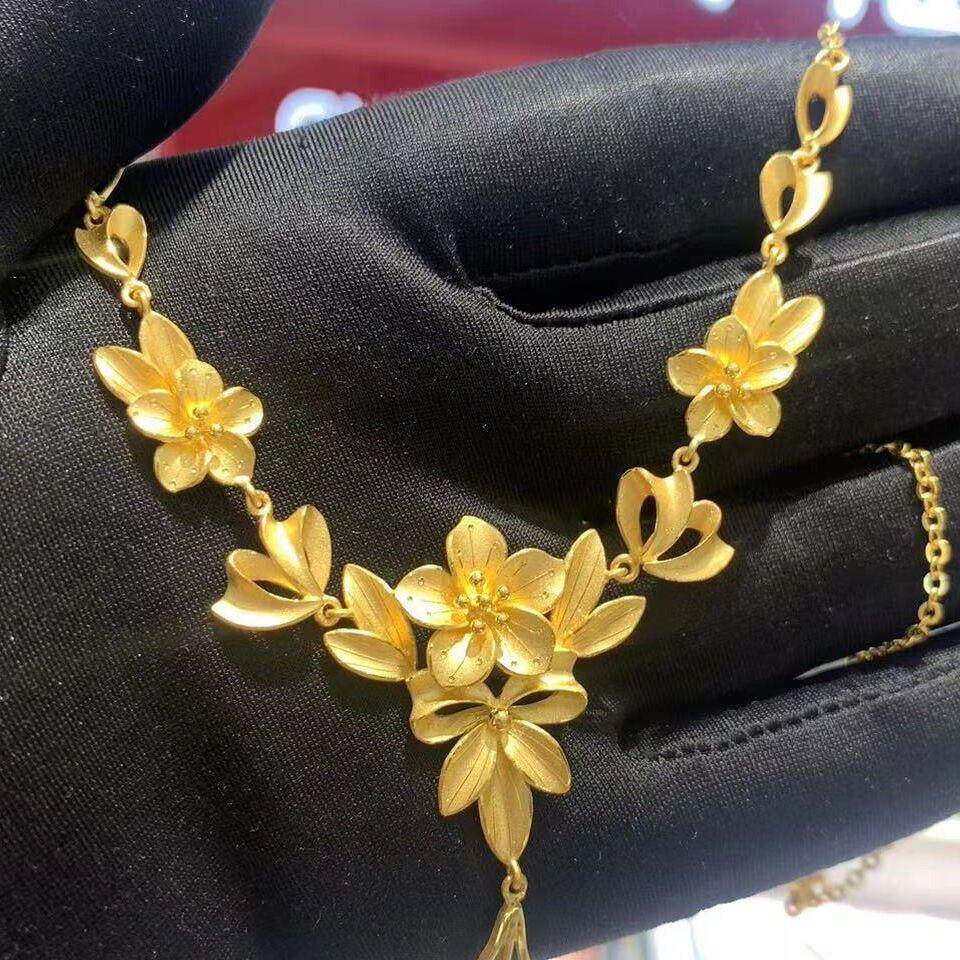 周大福婚嫁繁花似锦黄金项链图片