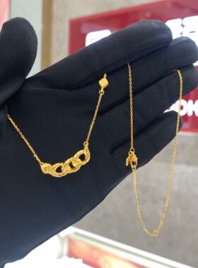 蛇年生肖系列几何卷卷蛇黄金项链