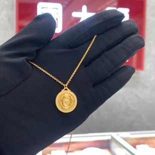 周大福代购 传承系列名声鹊起圆盘黄金钻石项链女 正品定价RU1098