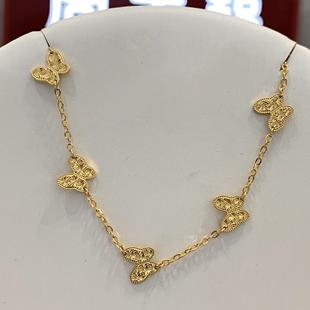 周大福代购 新款足金黄金舞蝶五只闪耀蝴蝶手链克减80计价F233102