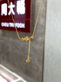 周大福代购 足金 新款流苏蝴蝶黄金项链女正品克减80 计价F223163