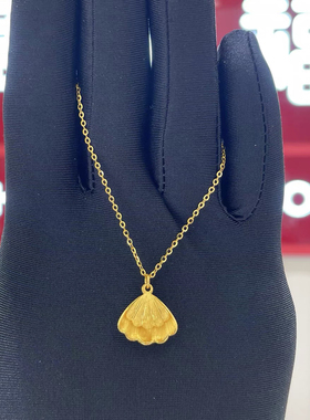 周大福代购 新款贝壳项链足金黄金吊坠项链 克减80 计价 F231900