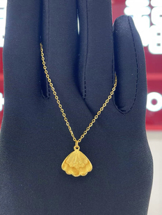 周大福代购 新款贝壳项链足金黄金吊坠项链 克减80 计价 F231900