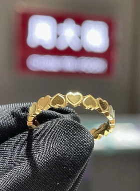 周大福满圈爱心黄金戒指拼接圈戒