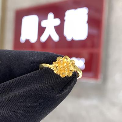 周大福活口牡丹花足金黄金戒指