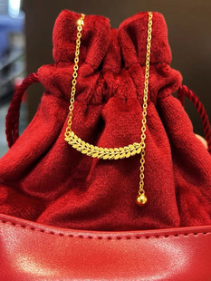 周大福代购 岁岁平安麦穗黄金项链小金珠吊坠锁骨链克减80F231318