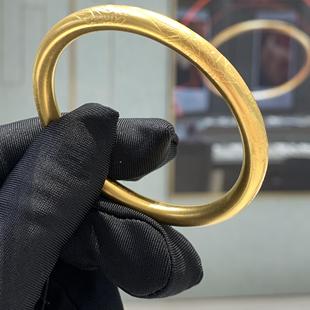 周大福代购 传承系列古法竹节竹叶纹黄金手镯 克减80 计价F227007