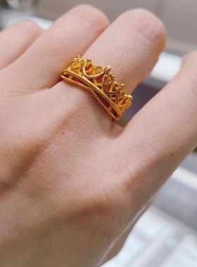 周大福花丝大皇冠足金戒指