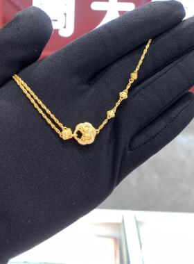 周大福如意祥云并蒂莲黄金手链