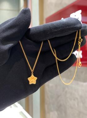 周大福代购 ING系列五角星吊坠足金黄金项链女 克减80计价F234937