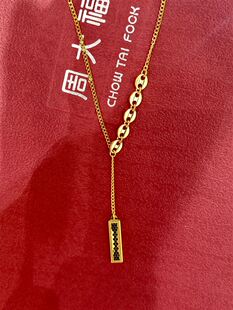 周大福代购 足金 新款平安鱼鳞上上签黄金项链 计价克减80F231845