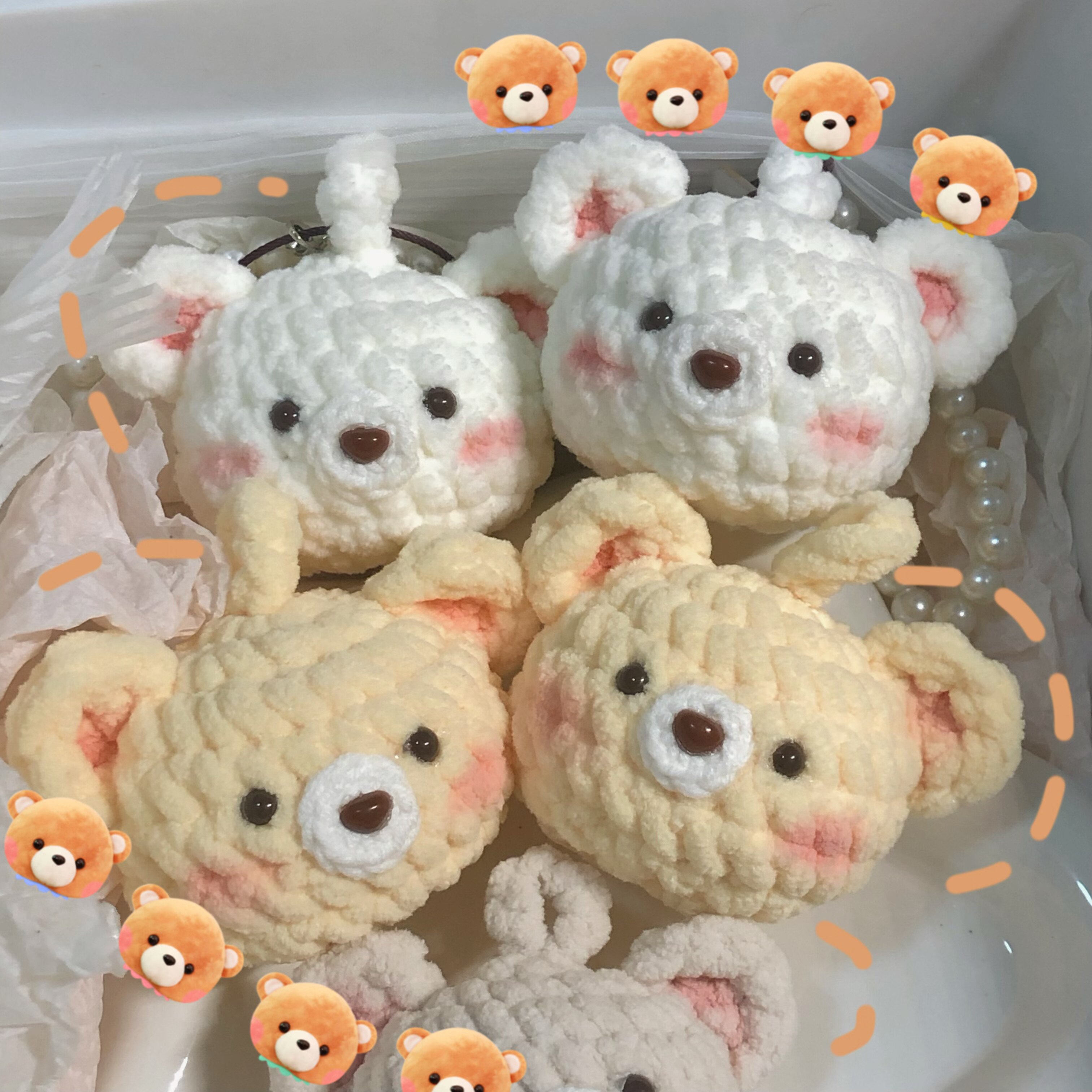 小熊钩织毛线挂件编织小动物手工diy制作包包挂件情侣钥匙扣车挂