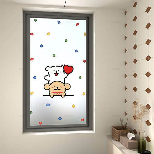 卡通免胶静电磨砂玻璃贴膜防窥贴