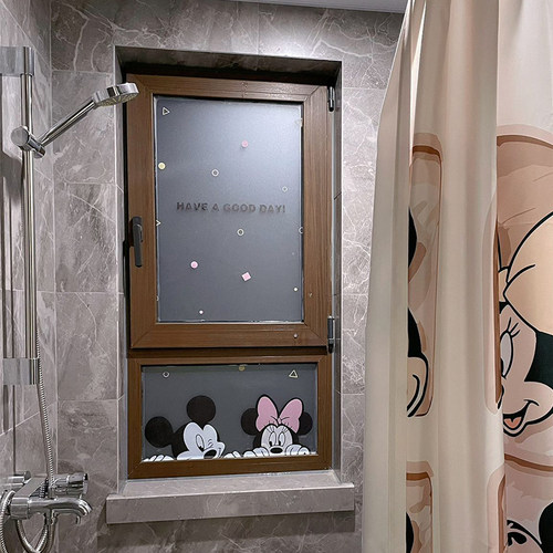 米奇米妮卫生间玻璃窗户静电贴纸