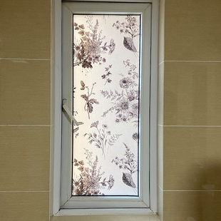 南墙壁纸玻璃贴膜卫生间防窥膜厨房窗户静电贴纸透光不透人隐私膜