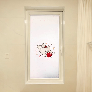 苹果小狗2025新款 饰磨砂贴纸 玻璃贴膜洗手间浴室窗户免胶防走光装