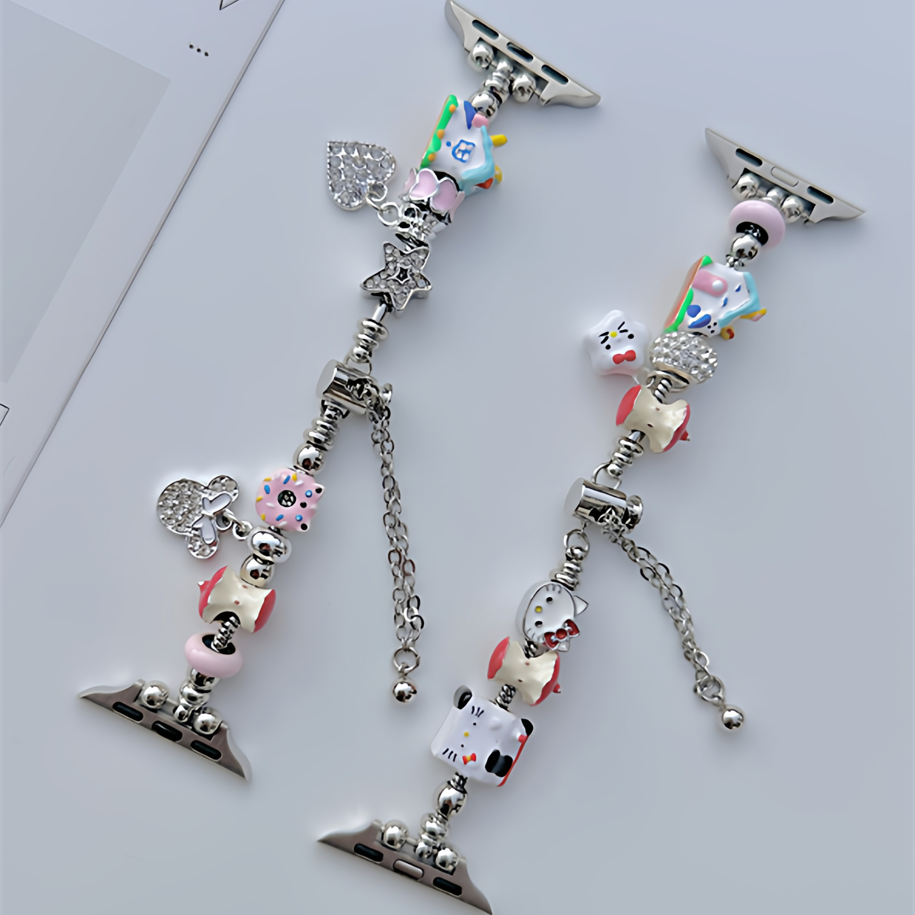 适用小米10/9/8 NFC陶瓷版Pro可爱猫咪串珠链条红米6/5/4手环表带