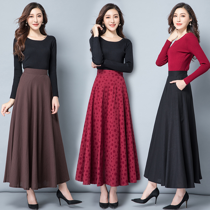 Linen skirts longuette Autumn 2017 new pattern Paige Show thin Self cultivation A word skirt Large Cotton and hemp Skirtsin the Women's clothing/Boutique , Skirts  category - from Buy2taobao.com to provide professional Taobao agent buy service