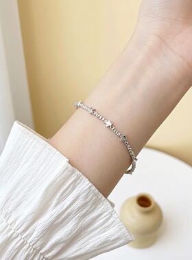 S925纯银星星碎银几两叠手链