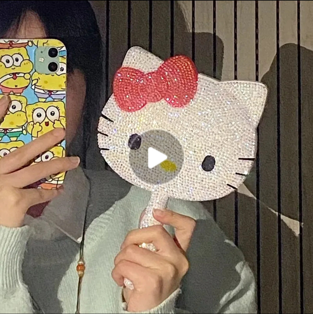 Hello猫手柄镜子贴钻材料包送闺蜜女朋友生日礼物