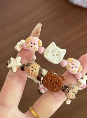 可爱小狗猫咪手链陶瓷卡通颜值情侣闺蜜手串小众手饰