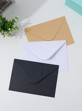 简约复古牛皮纸信封白色贺卡时空情书信封袋明信片邀请函收纳袋