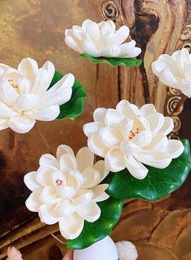 车载香薰干花莲花植物藤条精油扩香无火香薰家居摆件