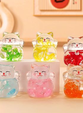 爆款流沙爆闪猫咪桌面手办摆件装饰品夜光流沙瓶