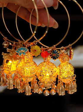 古风宫铃发光手镯花朵景泰蓝镯子手环香囊球配饰汉服饰品