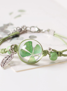 陶瓷饰品手链干花首饰编织调节女式小首饰民族风摆摊地摊货