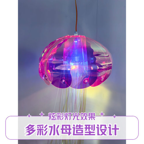 摆摊闪光炫彩镭射荧光手提灯笼ledpvc金光膜手工花灯水母花灯