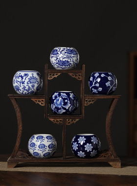 景德镇青花瓷烛台家居房间装饰品创意结婚礼物客厅陶瓷蜡烛台