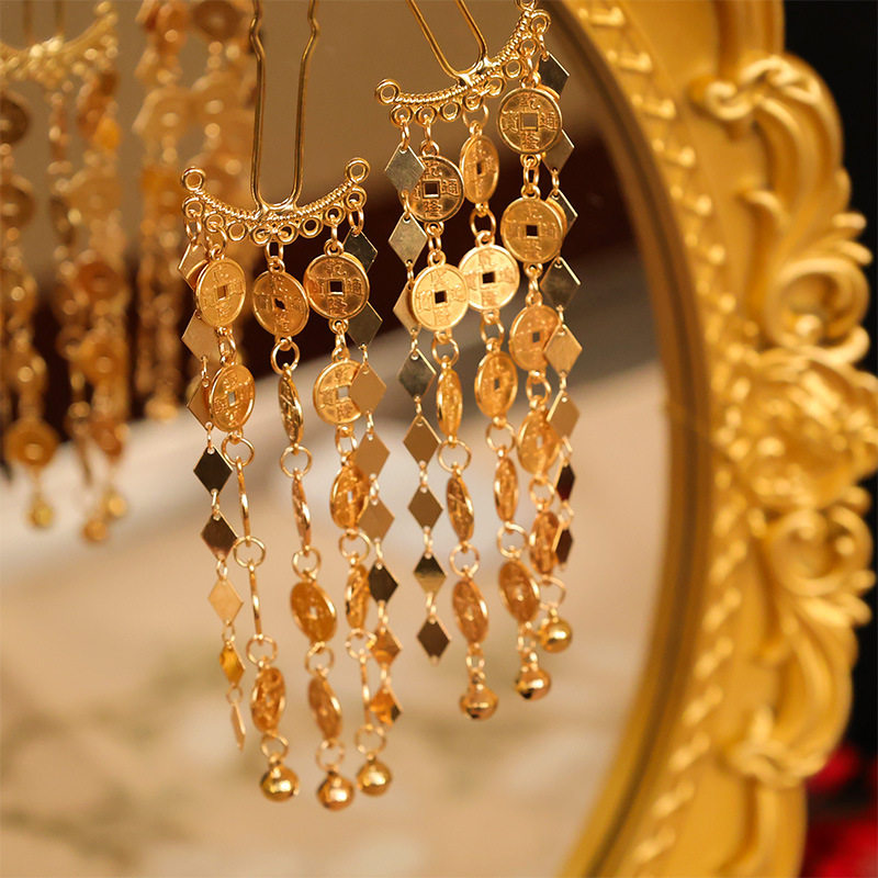 新年小财神汉服头饰金色古风流苏步摇新中式发钗感掩鬓小钗子,饰品/流行首饰/时尚饰品新,民族风发饰,淘宝优惠券,粉丝福利购,淘宝优惠卷