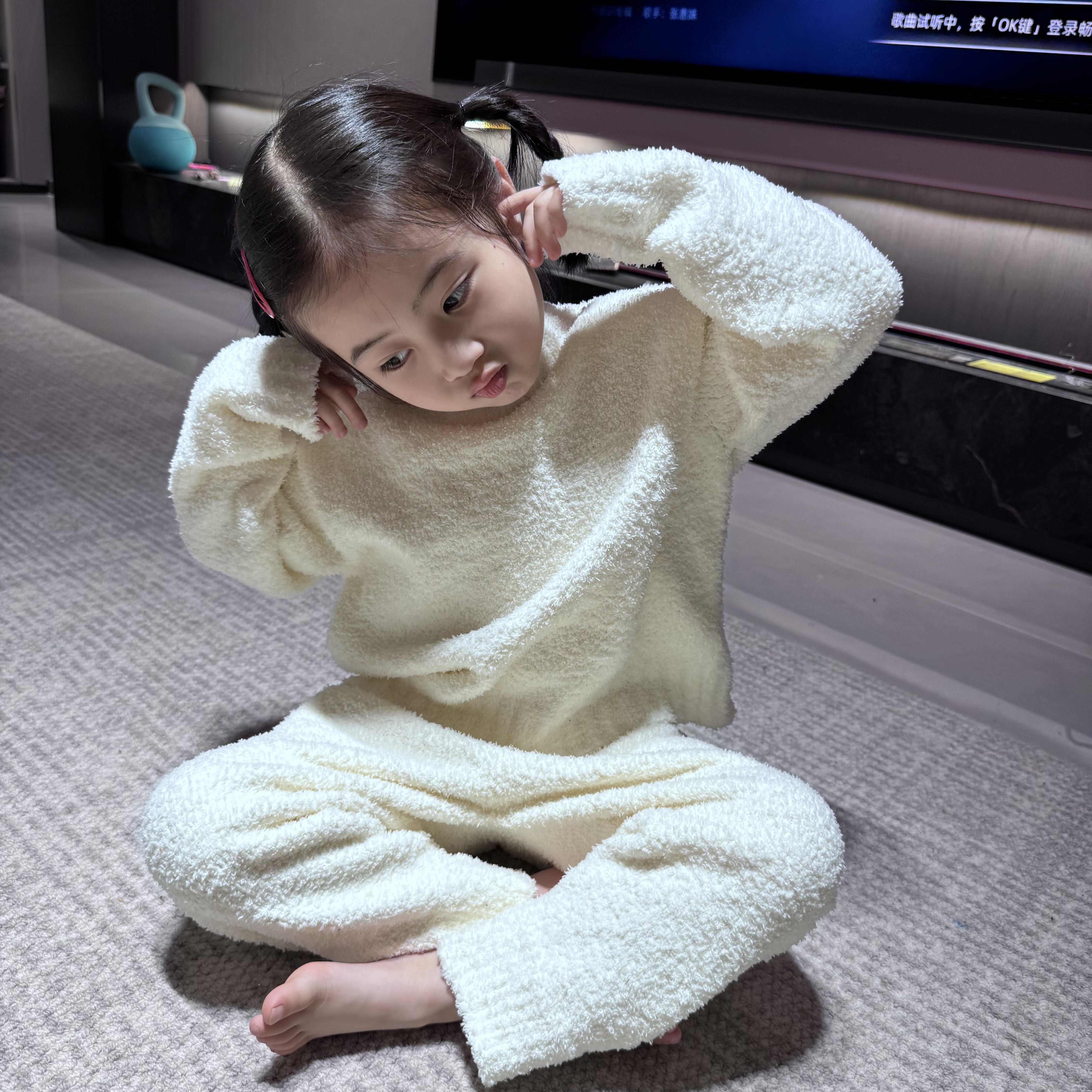 儿童男女童家居服半边绒一体睡衣冬季新款家居服套装