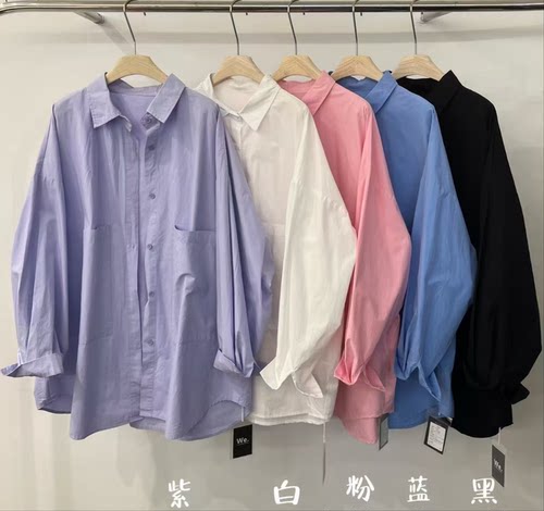 【特惠清货】秋季新款韩系女装新纯色圆领长袖衬衫大码女上衣宽松