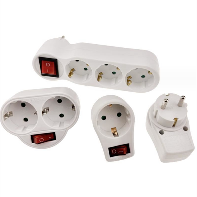 欧规一位两位三位插座德式2圆扩展插头欧标3孔德标欧式带开关插座
