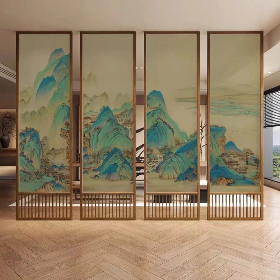 定制现代艺术玻璃隔断铁艺屏风不锈钢玄关现代简约新中式入户遮挡