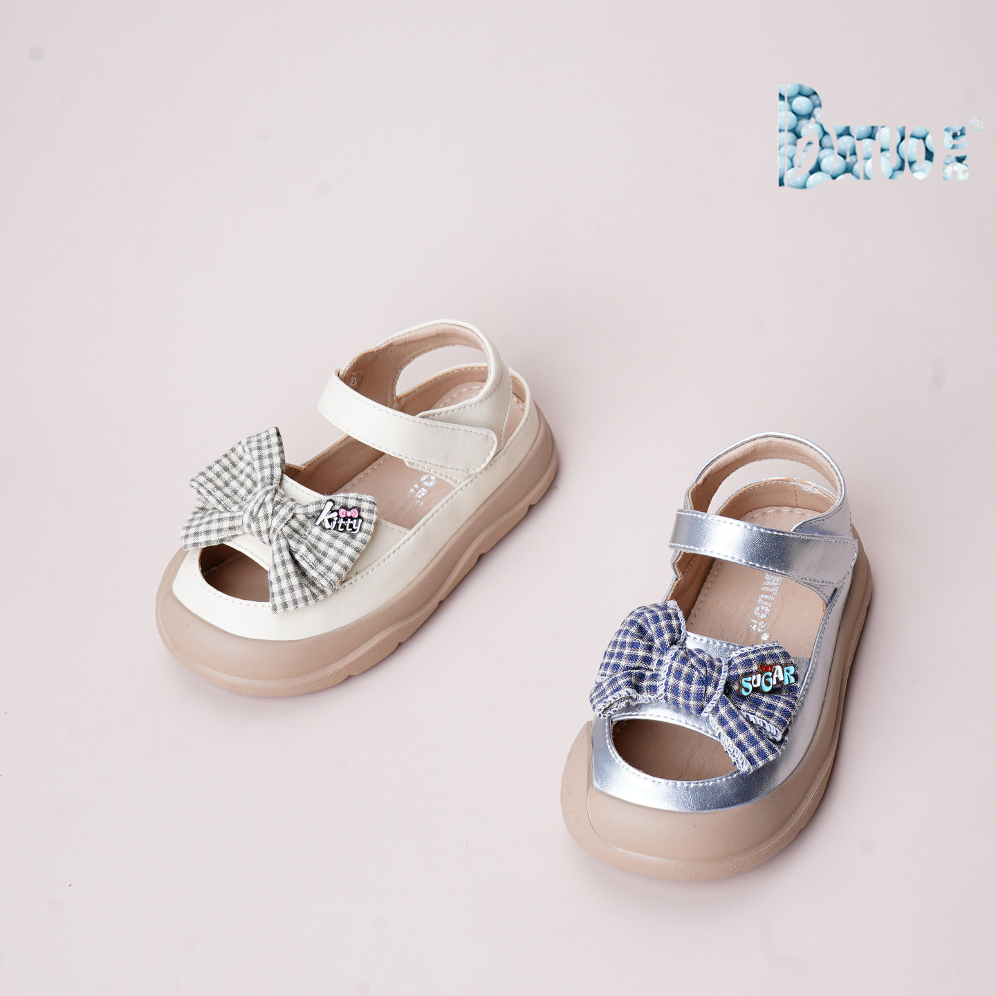 巴托童鞋 26夏季新品 韩版宝宝女童软底防滑蝴蝶结皮鞋凉鞋MK5232