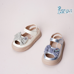 巴托童鞋 26夏季新品 韩版宝宝女童软底防滑蝴蝶结皮鞋凉鞋MK5232