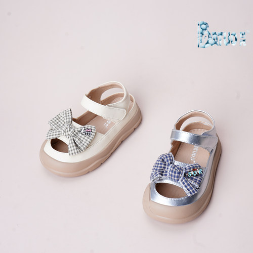 巴托童鞋 26夏季新品 韩版宝宝女童软底防滑蝴蝶结皮鞋凉鞋MK5232