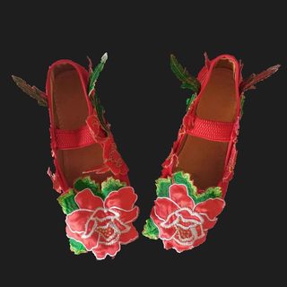 正品元旦儿童喜庆演出服中国风女童秧歌服小荷风采红红的花花鞋表