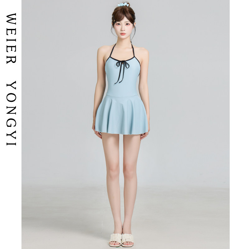 泳衣女高级感2025新款女士绝美连体裙式性感挂脖露背遮肉显瘦温泉