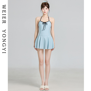 泳衣女高级感2025新款女士绝美连体裙式性感挂脖露背遮肉显瘦温泉