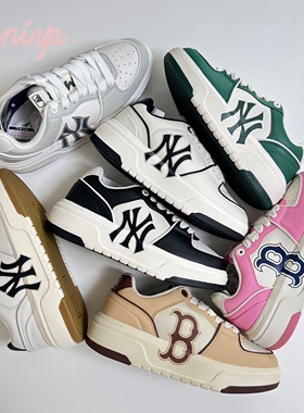 韩国代购 mlb板鞋复古厚底百搭低帮运动休闲鞋男女款黑色NY学长鞋