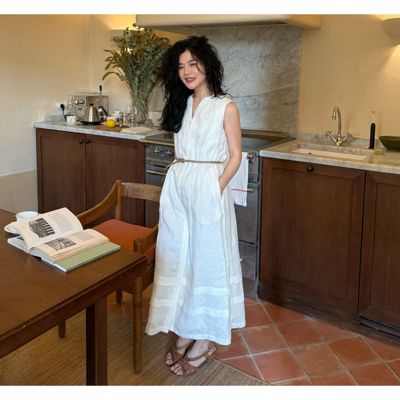 ONIVINTAGE欧尼-26年春款南法亚麻连衣裙(配皮带)OH262O9538
